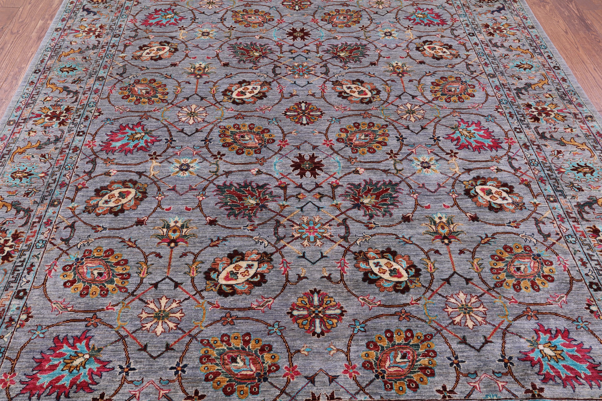 Grey Peshawar Hand Knotted Wool Rug - 8' 2" X 10' 1" - Golden Nile