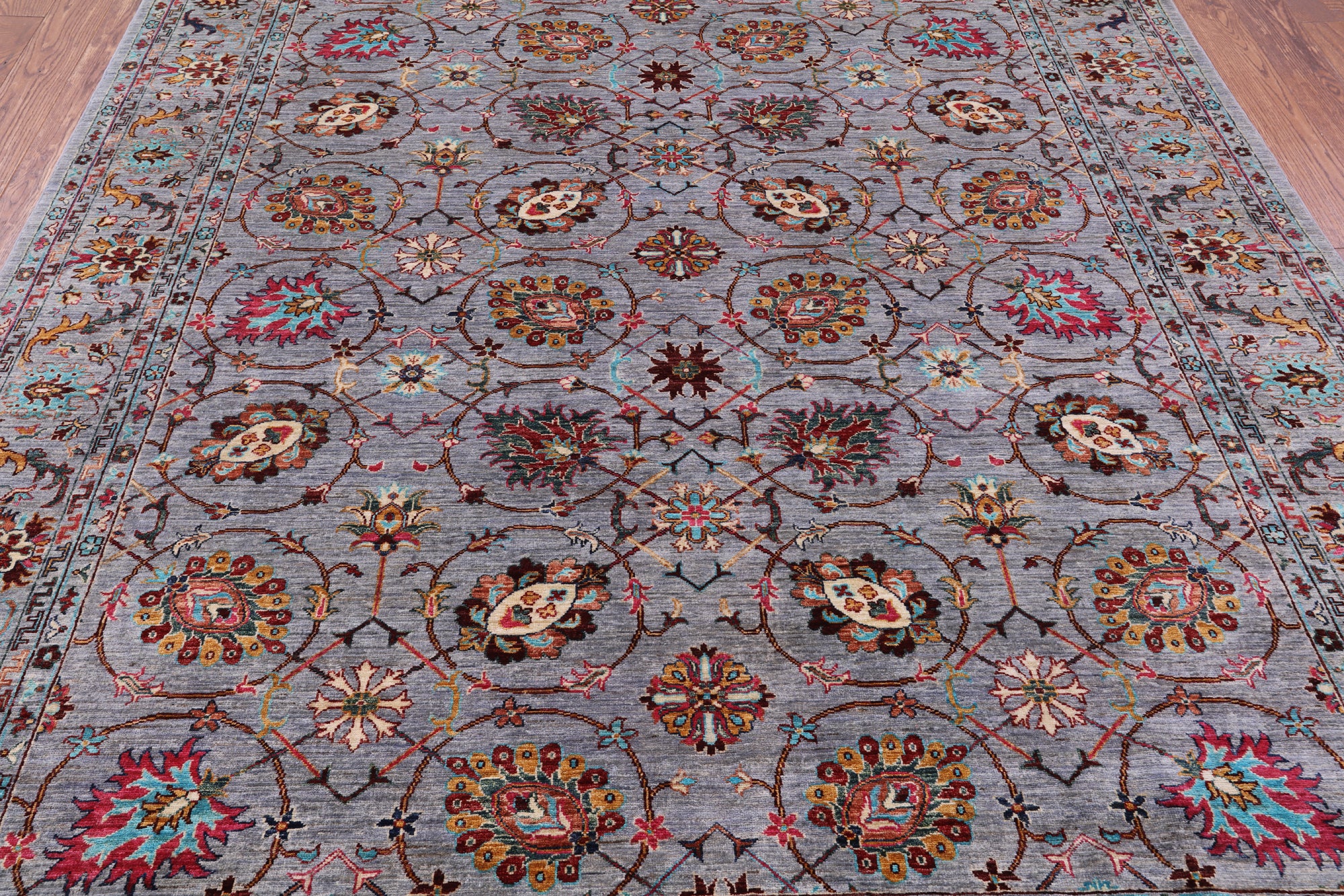 Grey Peshawar Hand Knotted Wool Rug - 8' 2" X 10' 1" - Golden Nile