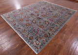 Grey Peshawar Hand Knotted Wool Rug - 8' 2" X 10' 1" - Golden Nile