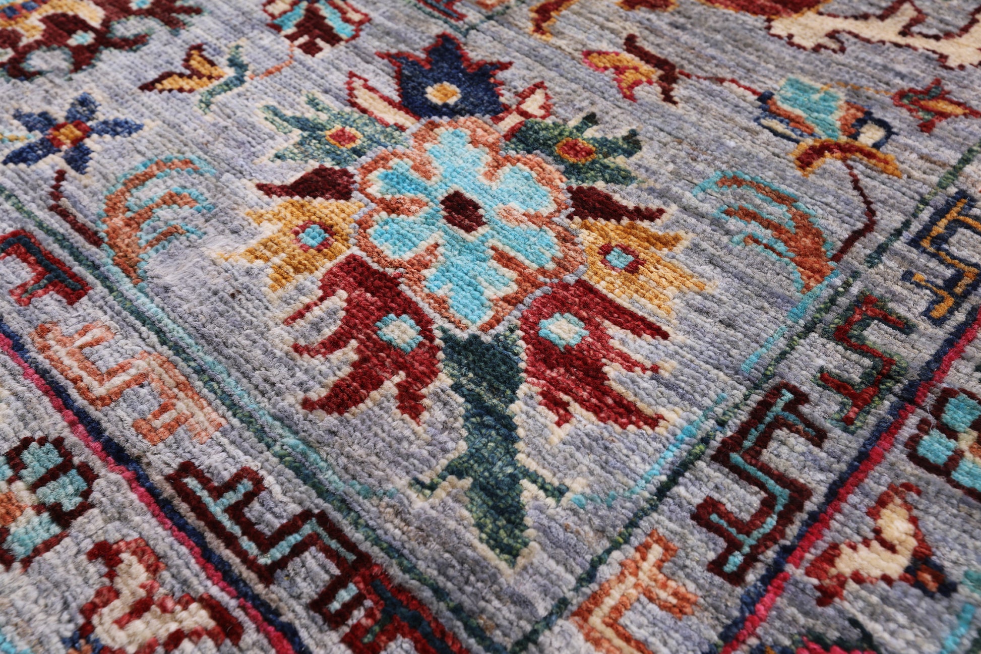 Grey Peshawar Hand Knotted Wool Rug - 8' 2" X 10' 1" - Golden Nile