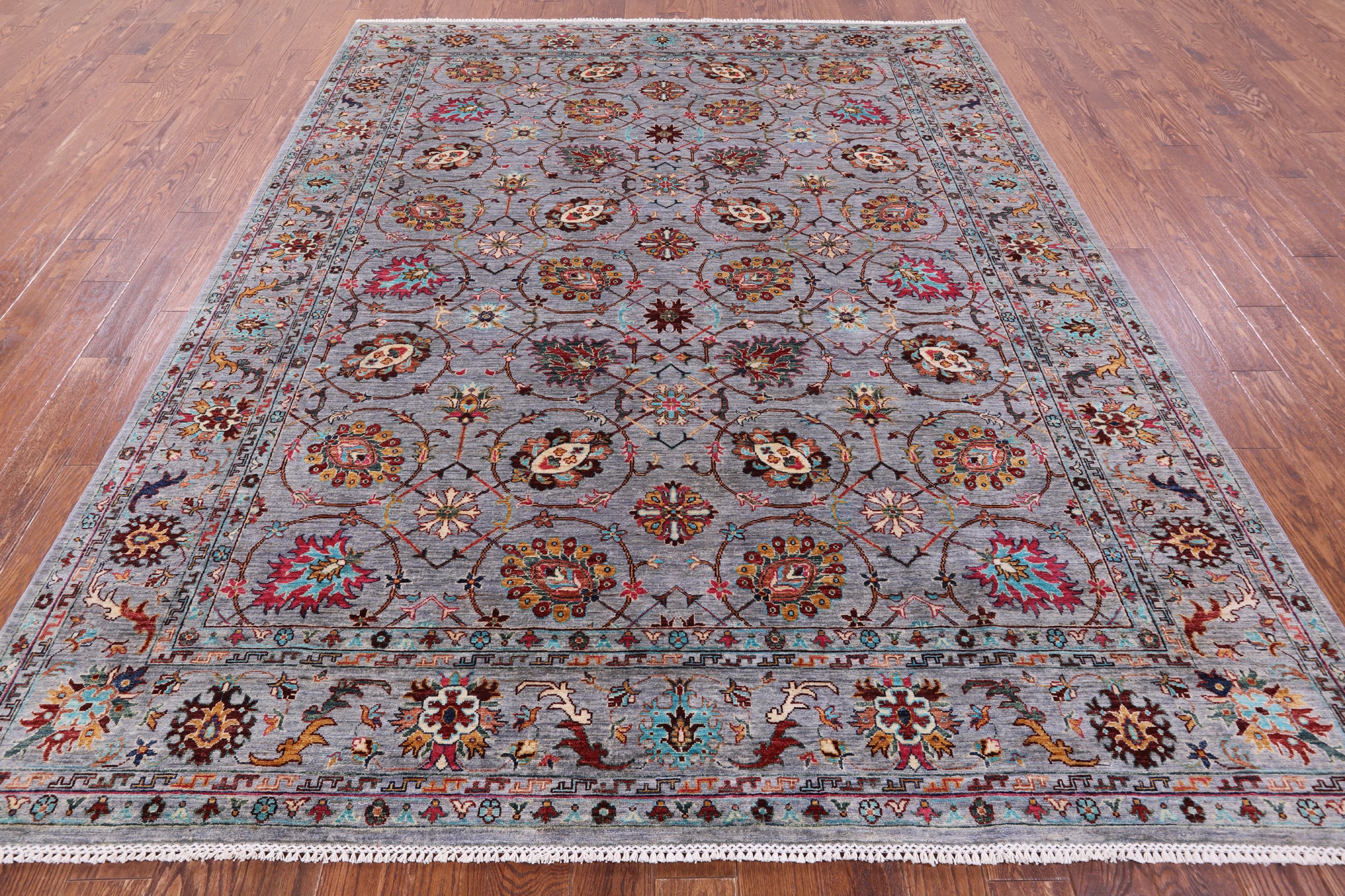 Grey Peshawar Hand Knotted Wool Rug - 8' 2" X 10' 1" - Golden Nile