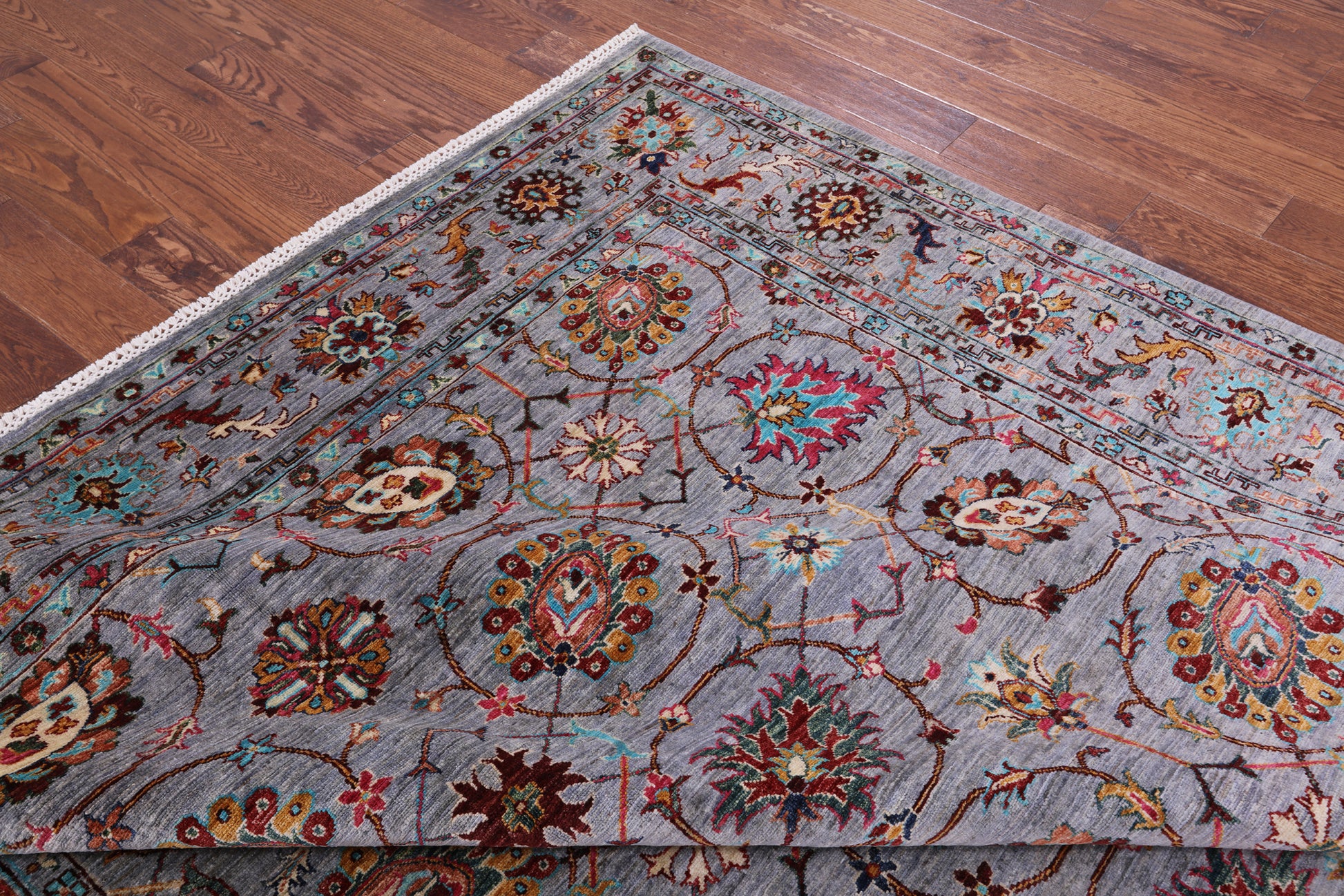 Grey Peshawar Hand Knotted Wool Rug - 8' 2" X 10' 1" - Golden Nile