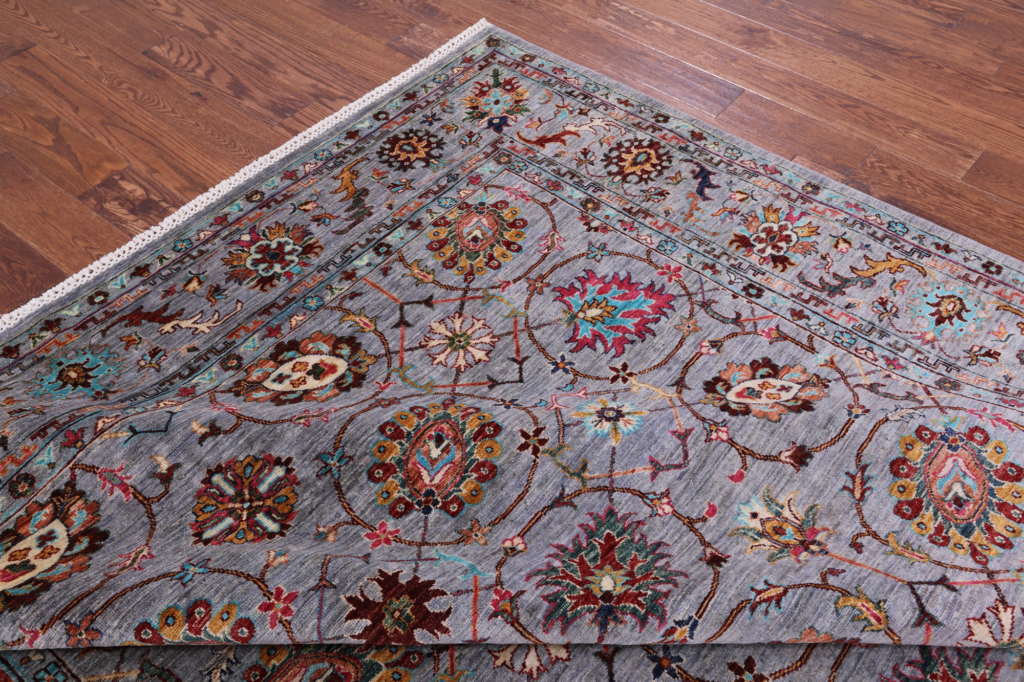 Grey Peshawar Hand Knotted Wool Rug - 8' 2" X 10' 1" - Golden Nile