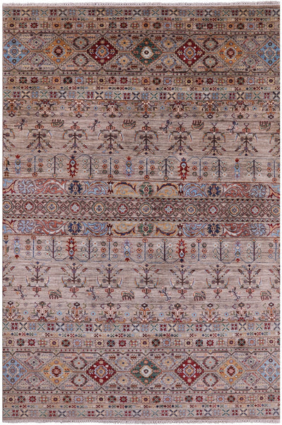 Khorjin Persian Gabbeh Hand Knotted Wool Rug - 6' 9" X 10' 1" - Golden Nile