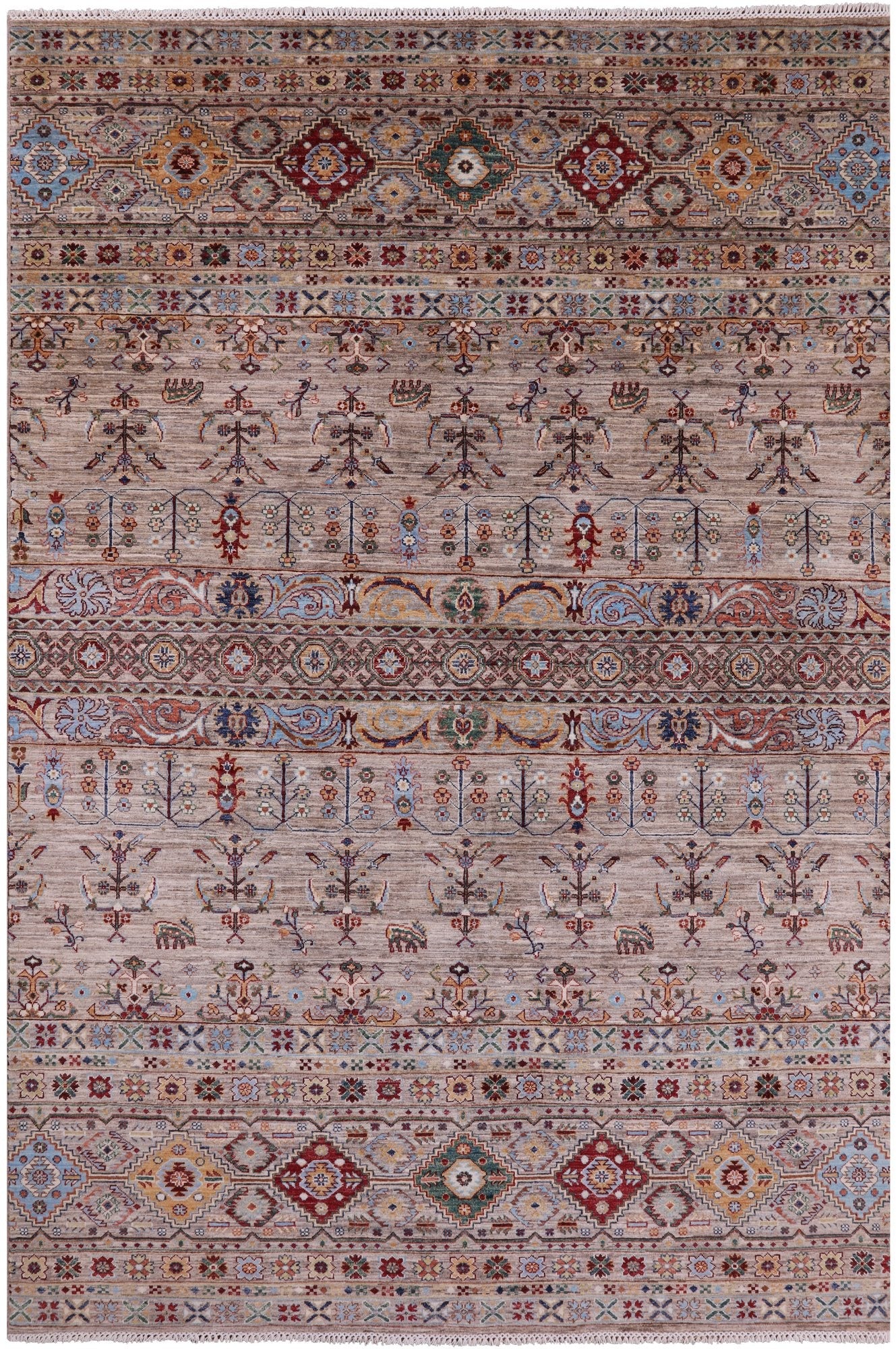 Khorjin Persian Gabbeh Hand Knotted Wool Rug - 6' 9" X 10' 1" - Golden Nile