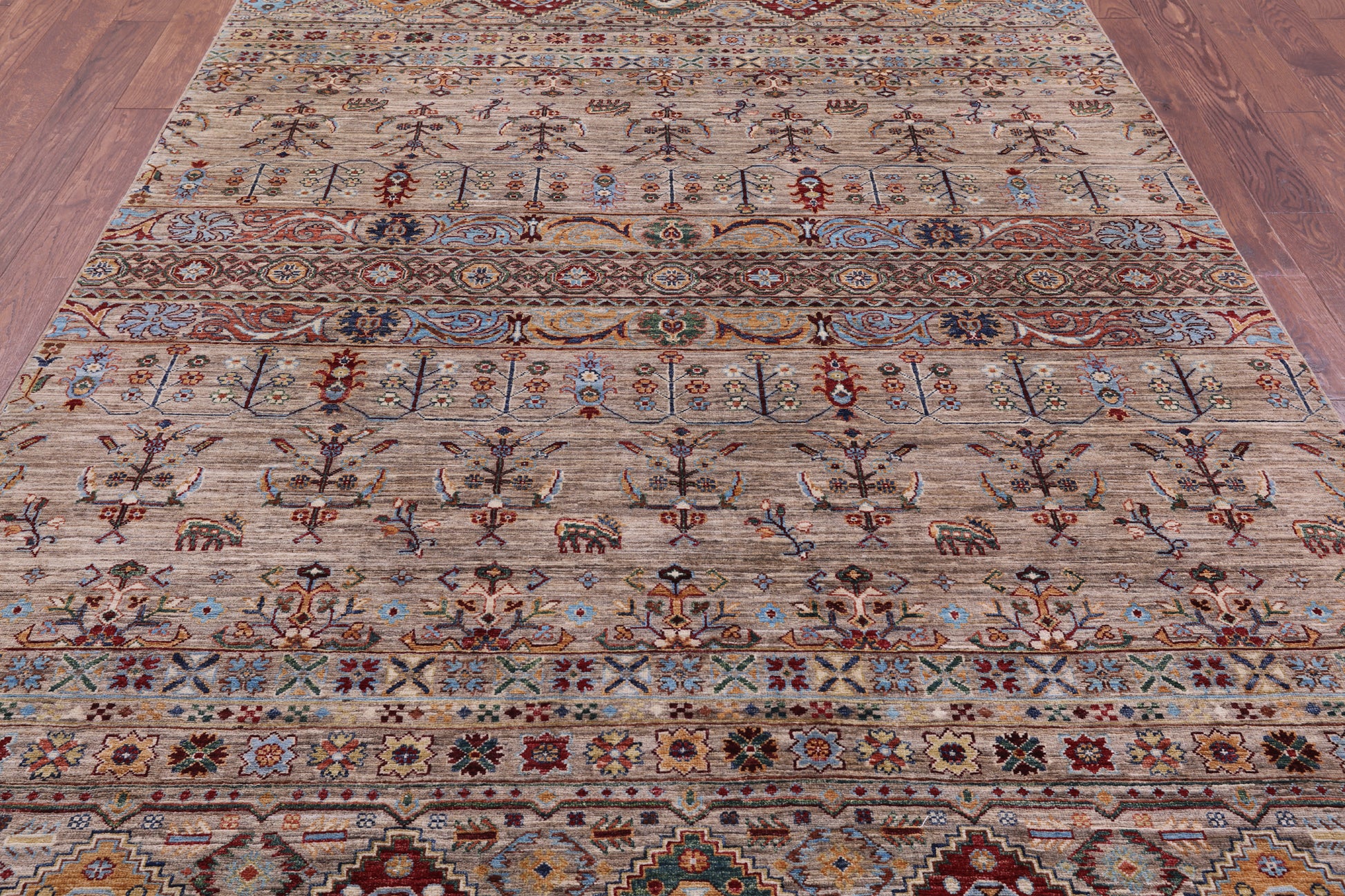 Khorjin Persian Gabbeh Hand Knotted Wool Rug - 6' 9" X 10' 1" - Golden Nile