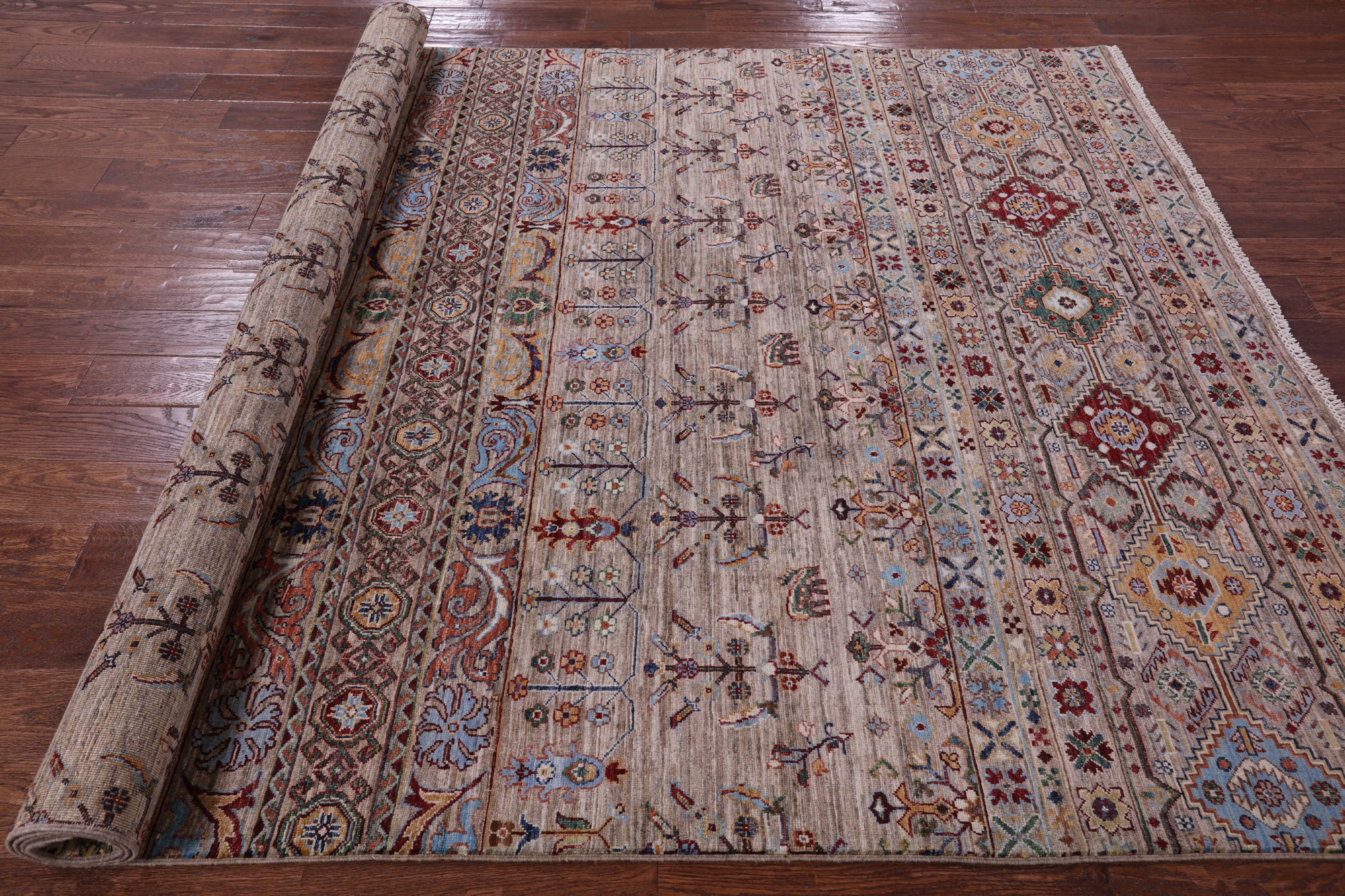 Khorjin Persian Gabbeh Hand Knotted Wool Rug - 6' 9" X 10' 1" - Golden Nile