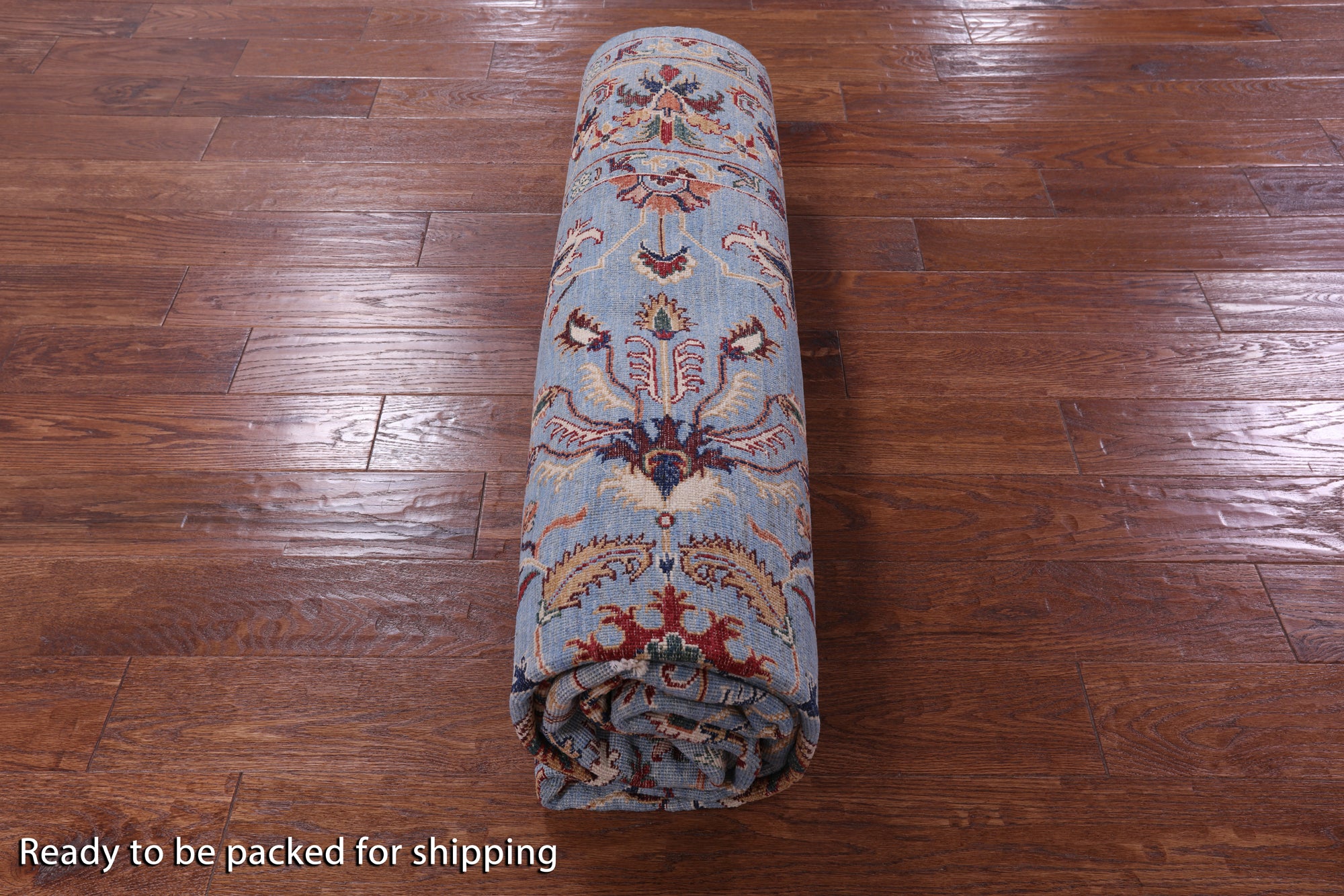 Blue Peshawar Hand Knotted Wool Rug - 6' 11" X 10' 2" - Golden Nile