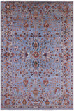Blue Peshawar Hand Knotted Wool Rug - 6' 11" X 10' 2" - Golden Nile
