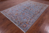 Blue Peshawar Hand Knotted Wool Rug - 6' 11" X 10' 2" - Golden Nile