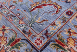 Blue Peshawar Hand Knotted Wool Rug - 6' 11" X 10' 2" - Golden Nile