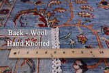 Blue Peshawar Hand Knotted Wool Rug - 6' 11" X 10' 2" - Golden Nile