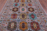 Grey Turkmen Ersari Handmade Wool Rug - 6' 10" X 9' 8" - Golden Nile