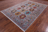 Grey Turkmen Ersari Handmade Wool Rug - 6' 10" X 9' 8" - Golden Nile