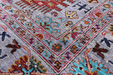 Grey Turkmen Ersari Handmade Wool Rug - 6' 10" X 9' 8" - Golden Nile