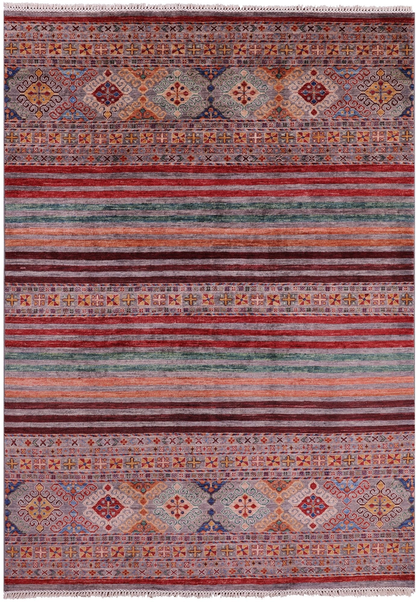 Khorjin Persian Gabbeh Hand Knotted Wool Rug - 5' 10" X 8' 5" - Golden Nile