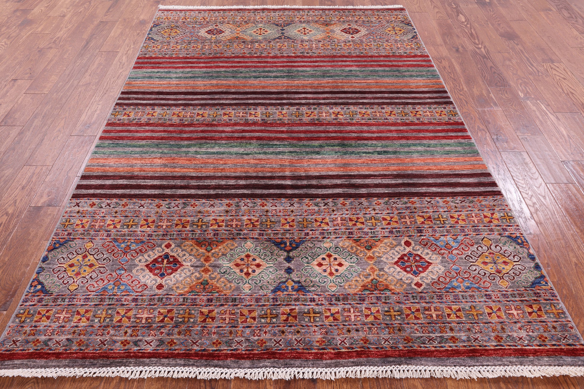 Khorjin Persian Gabbeh Hand Knotted Wool Rug - 5' 10" X 8' 5" - Golden Nile