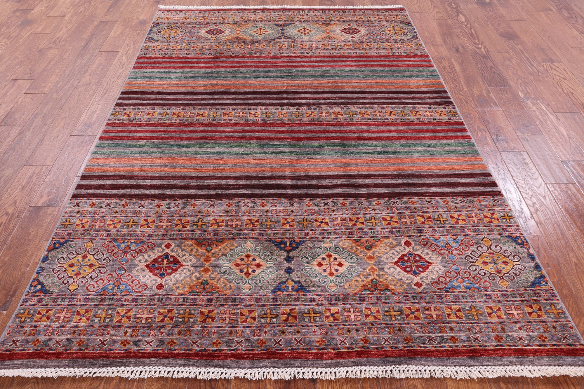 Khorjin Persian Gabbeh Hand Knotted Wool Rug - 5' 10" X 8' 5" - Golden Nile