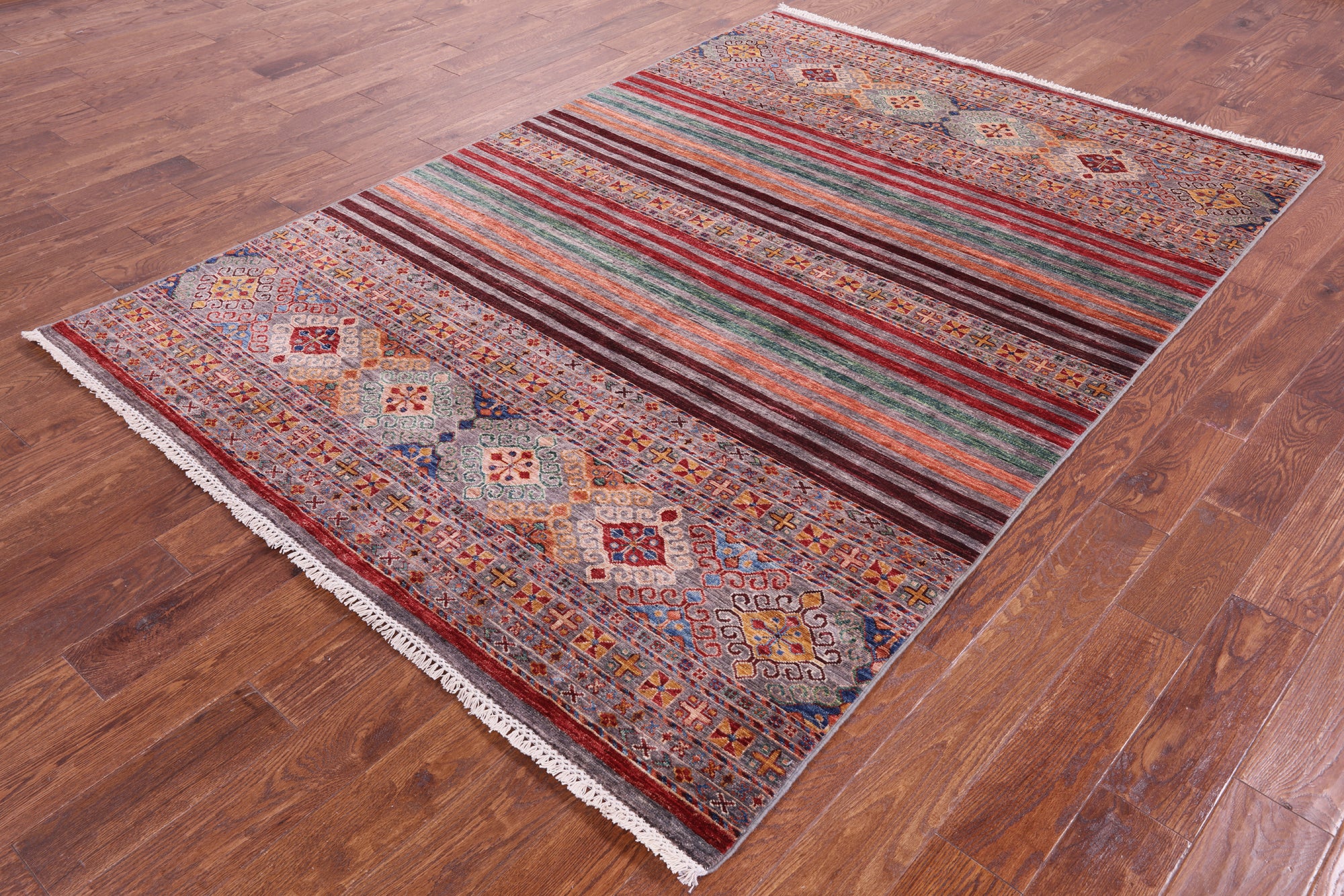 Khorjin Persian Gabbeh Hand Knotted Wool Rug - 5' 10" X 8' 5" - Golden Nile