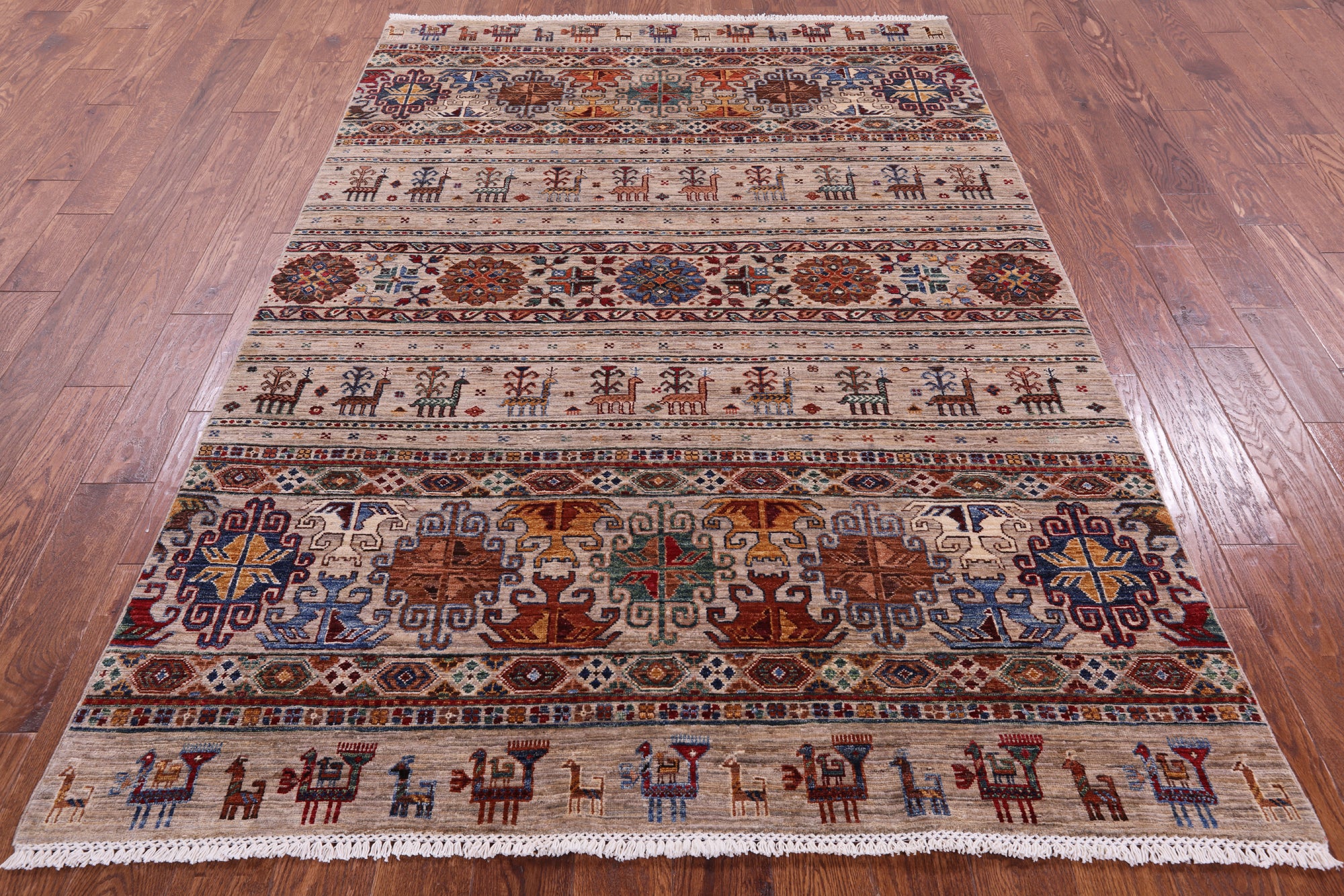 Tribal Persian Gabbeh Hand Knotted Wool Rug - 5' 6" X 7' 11" - Golden Nile