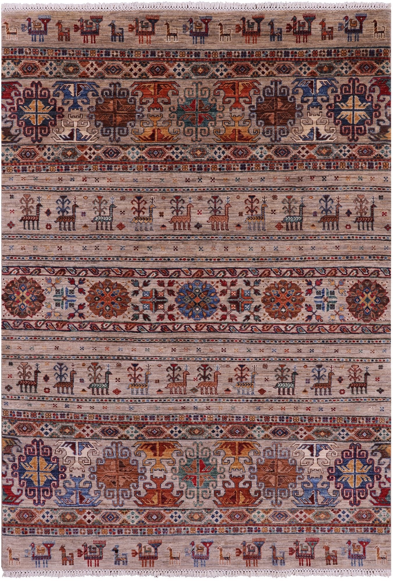 Tribal Persian Gabbeh Hand Knotted Wool Rug - 5' 6" X 7' 11" - Golden Nile