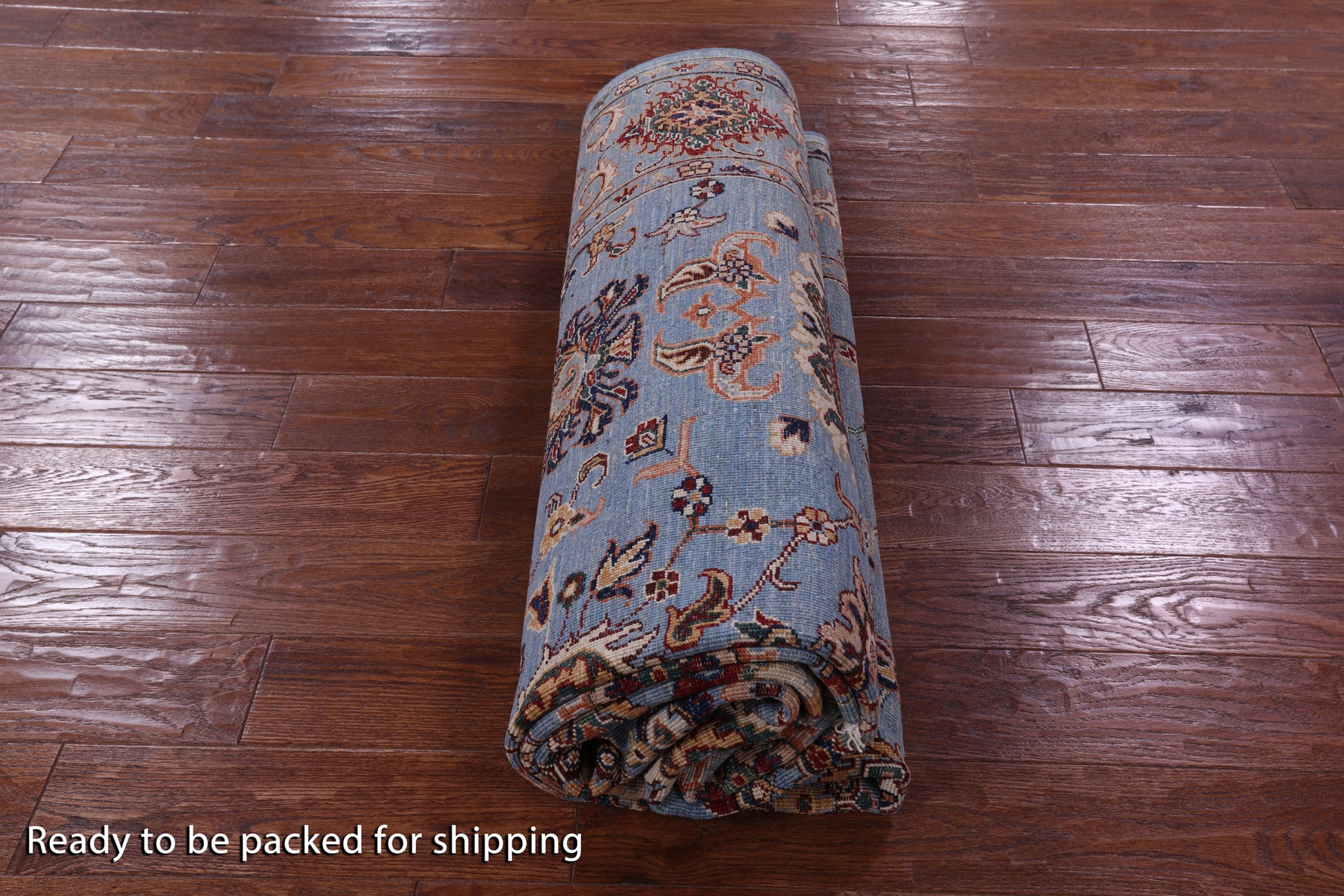 Blue Peshawar Hand Knotted Wool Rug - 6' 10" X 10' 0" - Golden Nile