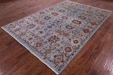 Blue Peshawar Hand Knotted Wool Rug - 6' 10" X 10' 0" - Golden Nile
