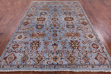 Blue Peshawar Hand Knotted Wool Rug - 6' 10" X 10' 0" - Golden Nile