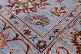 Blue Peshawar Hand Knotted Wool Rug - 6' 10" X 10' 0" - Golden Nile