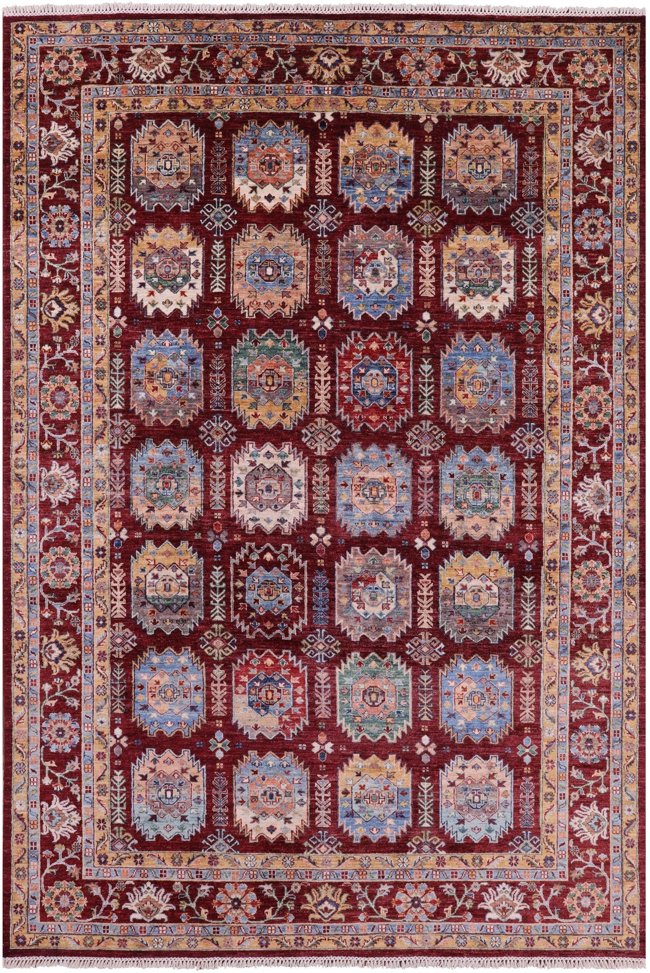 Turkmen Ersari Hand Knotted Wool Rug - 6' 10" X 10' 2" - Golden Nile