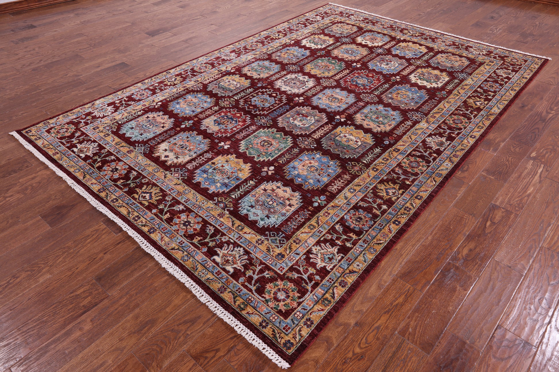 Turkmen Ersari Hand Knotted Wool Rug - 6' 10" X 10' 2" - Golden Nile