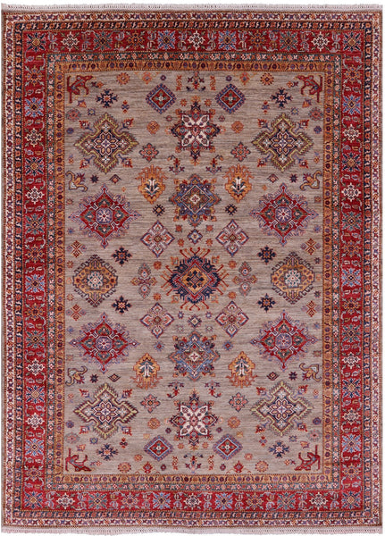 Super Kazak Hand Knotted Wool Rug - 8' 0" X 10' 4" - Golden Nile