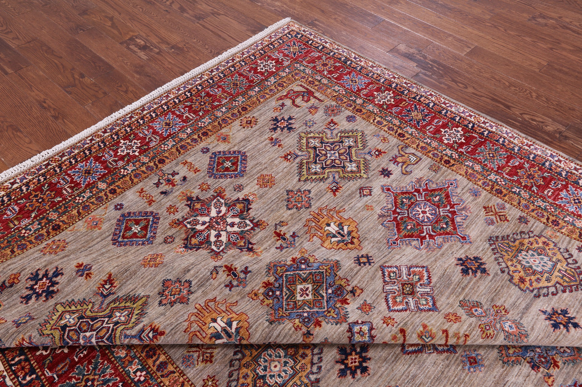 Super Kazak Hand Knotted Wool Rug - 8' 0" X 10' 4" - Golden Nile