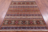Khorjin Persian Gabbeh Hand Knotted Wool Rug - 5' 0" X 6' 3" - Golden Nile