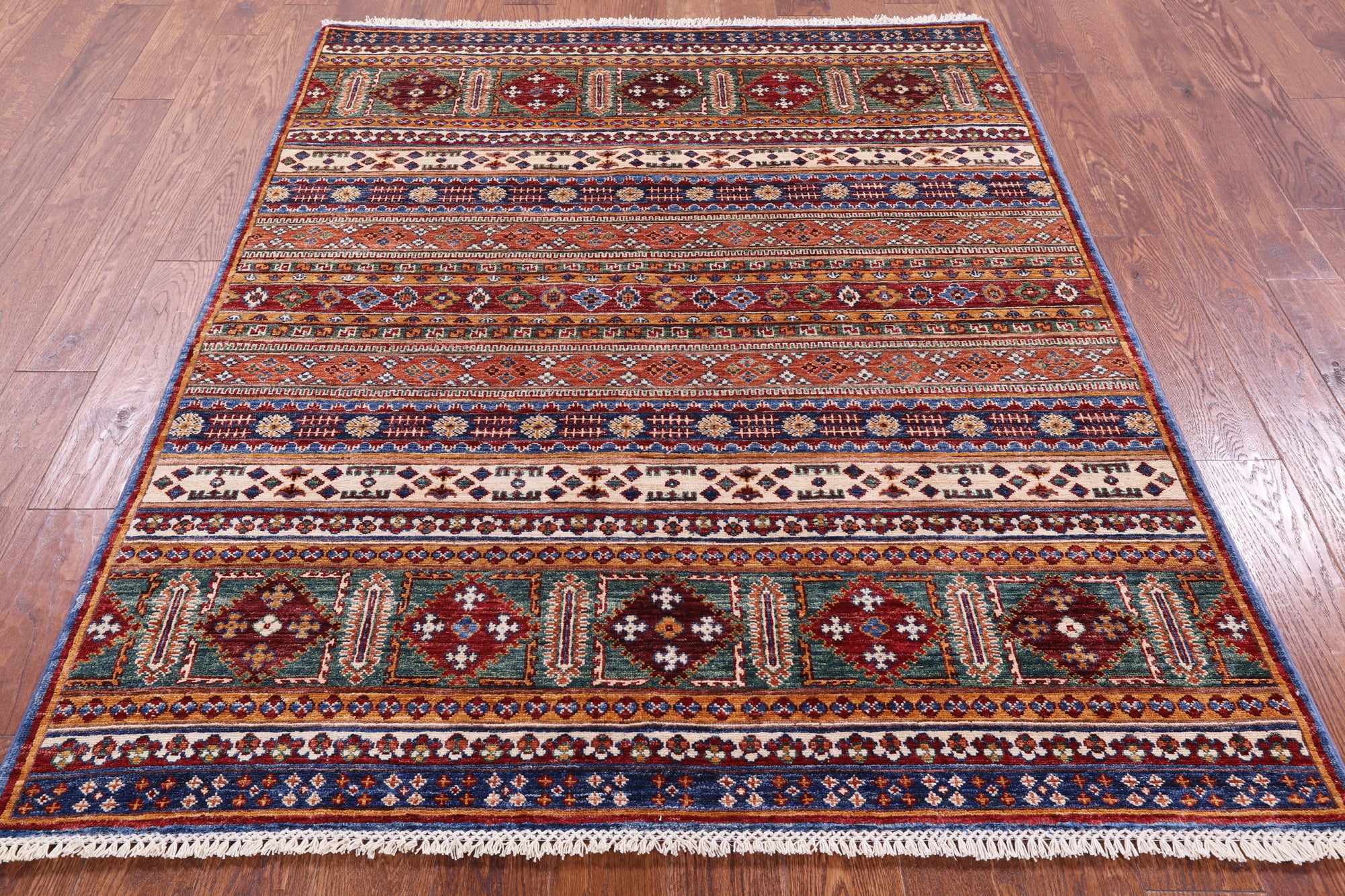 Khorjin Persian Gabbeh Hand Knotted Wool Rug - 5' 0" X 6' 3" - Golden Nile