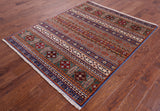 Khorjin Persian Gabbeh Hand Knotted Wool Rug - 5' 0" X 6' 3" - Golden Nile