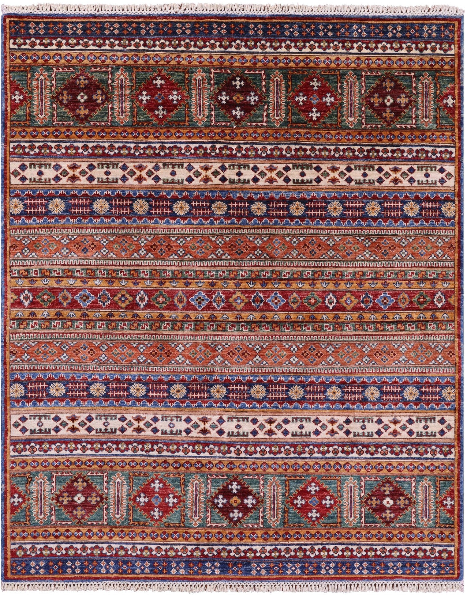 Khorjin Persian Gabbeh Hand Knotted Wool Rug - 5' 0" X 6' 3" - Golden Nile