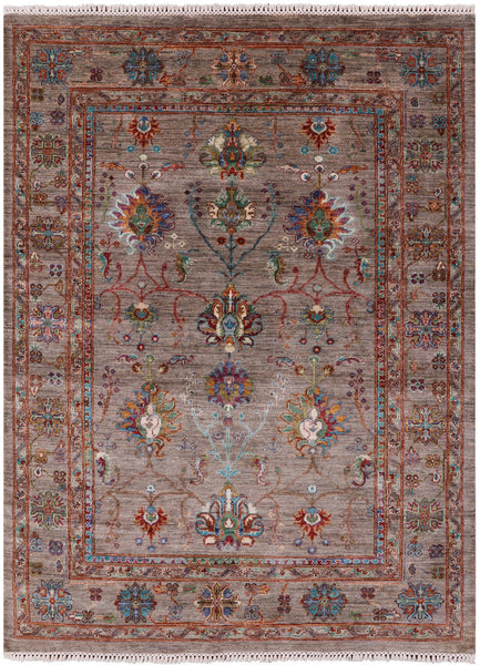 Peshawar Hand Knotted Wool Rug - 5' 2" X 6' 9" - Golden Nile