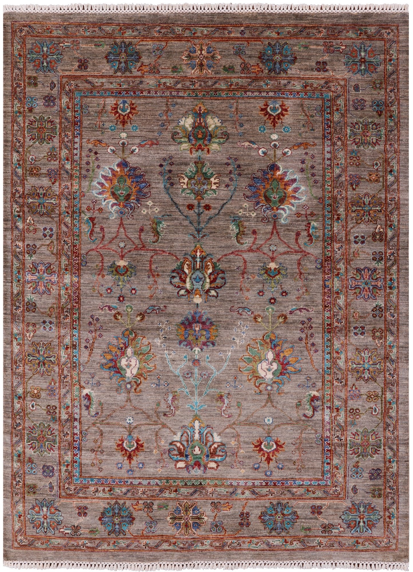 Peshawar Hand Knotted Wool Rug - 5' 2" X 6' 9" - Golden Nile