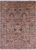 Peshawar Hand Knotted Wool Rug - 5' 0" X 6' 8" - Golden Nile