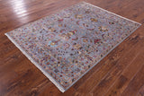 Grey Peshawar Hand Knotted Wool Rug - 5' 0" X 6' 7" - Golden Nile