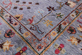 Grey Peshawar Hand Knotted Wool Rug - 5' 0" X 6' 7" - Golden Nile