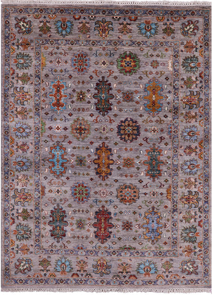 Peshawar Hand Knotted Wool Rug - 5' 1" X 6' 9" - Golden Nile
