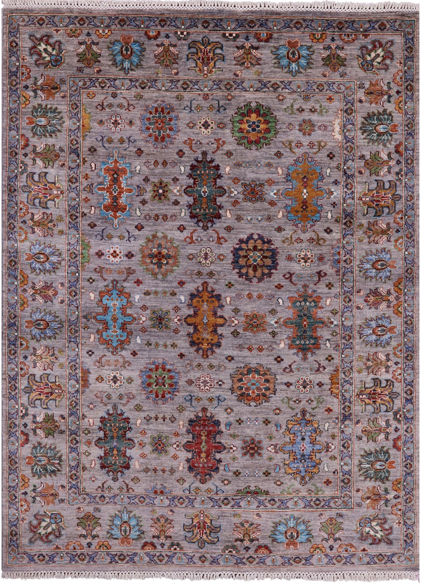 Peshawar Hand Knotted Wool Rug - 5' 1" X 6' 9" - Golden Nile