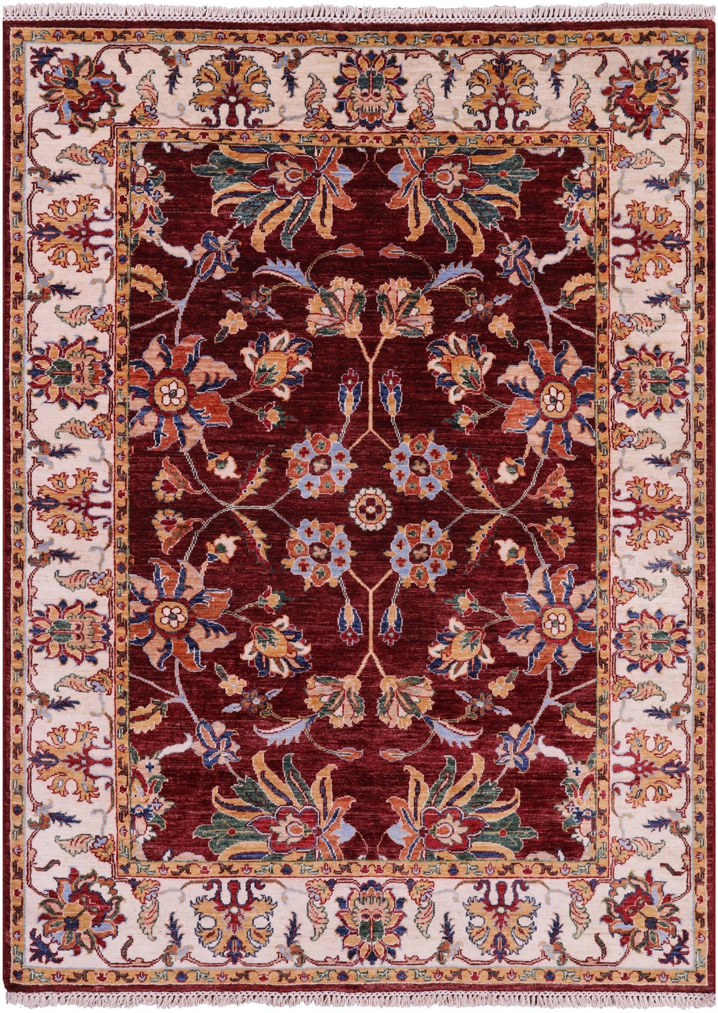Persian Tabriz Hand Knotted Wool Rug - 5' 0" X 6' 8" - Golden Nile