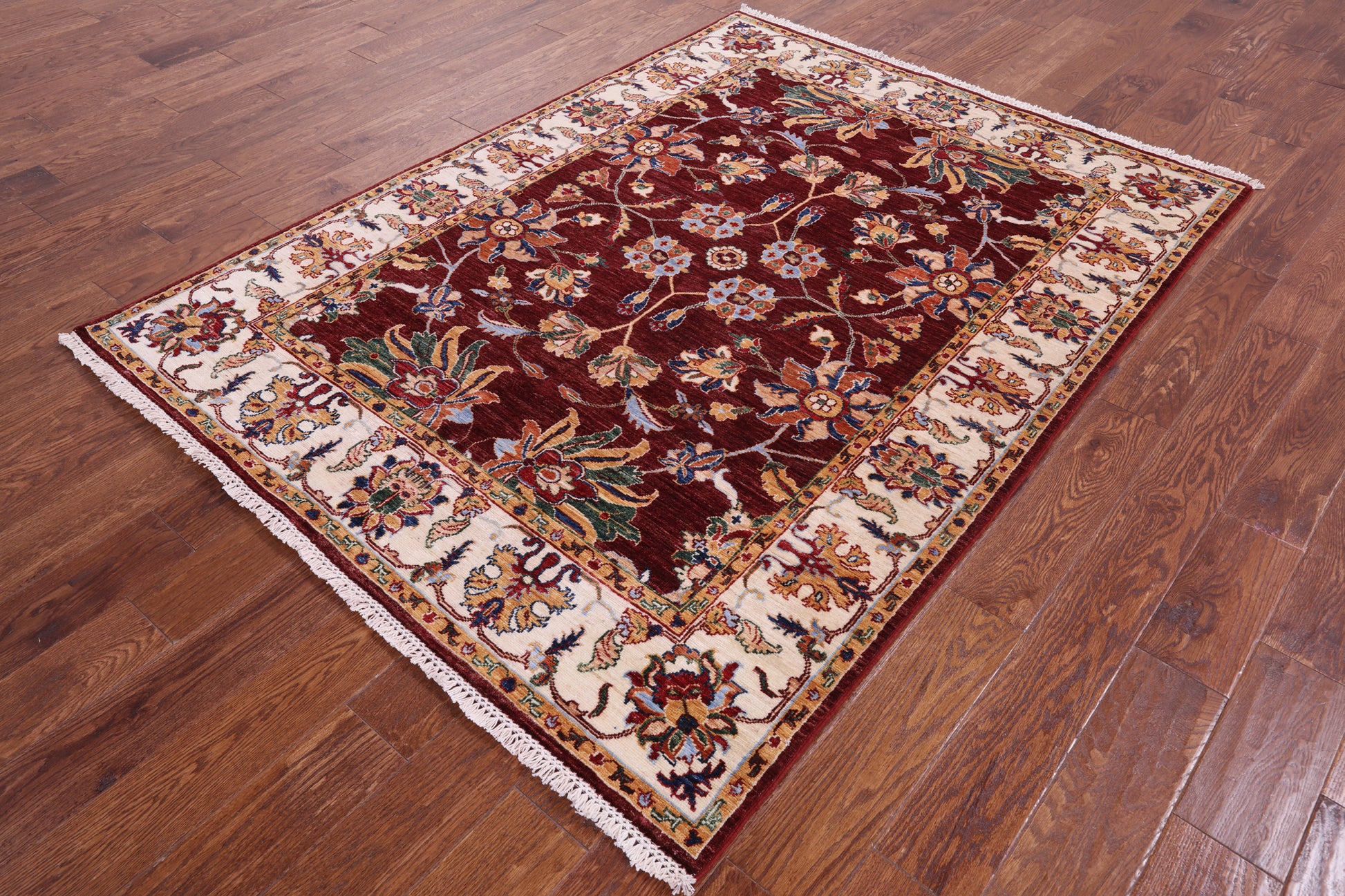 Persian Tabriz Hand Knotted Wool Rug - 5' 0" X 6' 8" - Golden Nile