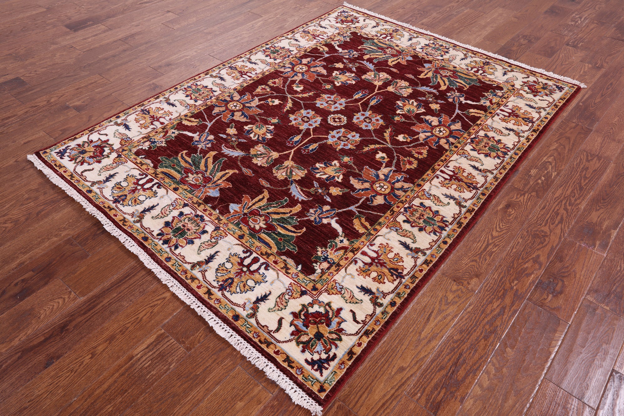 Persian Tabriz Hand Knotted Wool Rug - 5' 0" X 6' 8" - Golden Nile