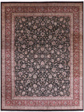 Black Persian Kashan  Hand Knotted Wool Rug - 12' 2" X 16' 0" - Golden Nile