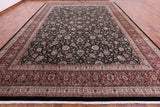 Black Persian Kashan  Hand Knotted Wool Rug - 12' 2" X 16' 0" - Golden Nile