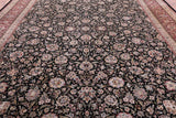 Black Persian Kashan  Hand Knotted Wool Rug - 12' 2" X 16' 0" - Golden Nile